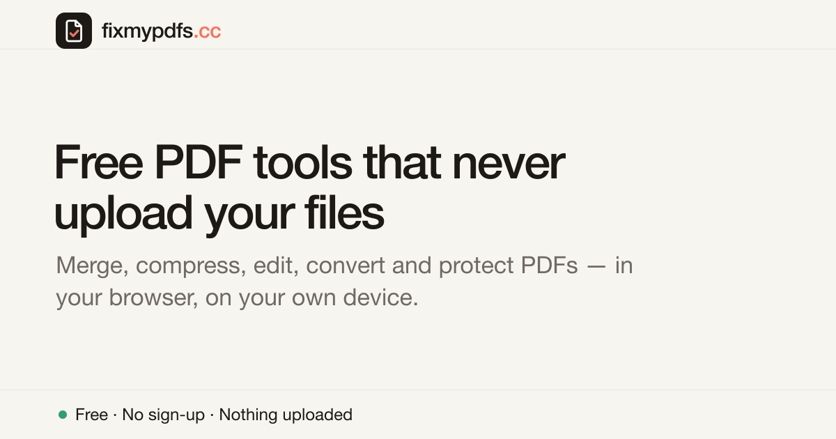 FixMyPDFs: Free Online PDF Editor Without Watermark website screenshot